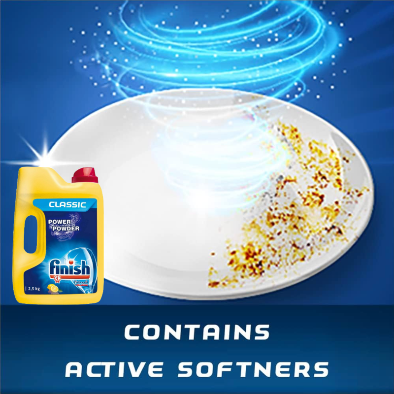 Hộp bột rửa chén Finish Classic 1Kg (Hương chanh – 100 lần dùng) – (Dành cho máy rửa chén 7-8-9-10-12-13-14-15 bộ).